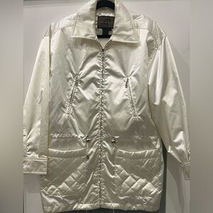 CAMPTON PLACE Elegant Nylon Ivory Cream Women's Jacket Size Large